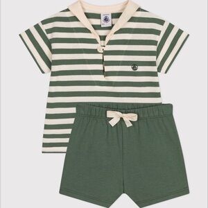 Petit Bateau 24M Striped Sailor Matching Shirt and Short Set